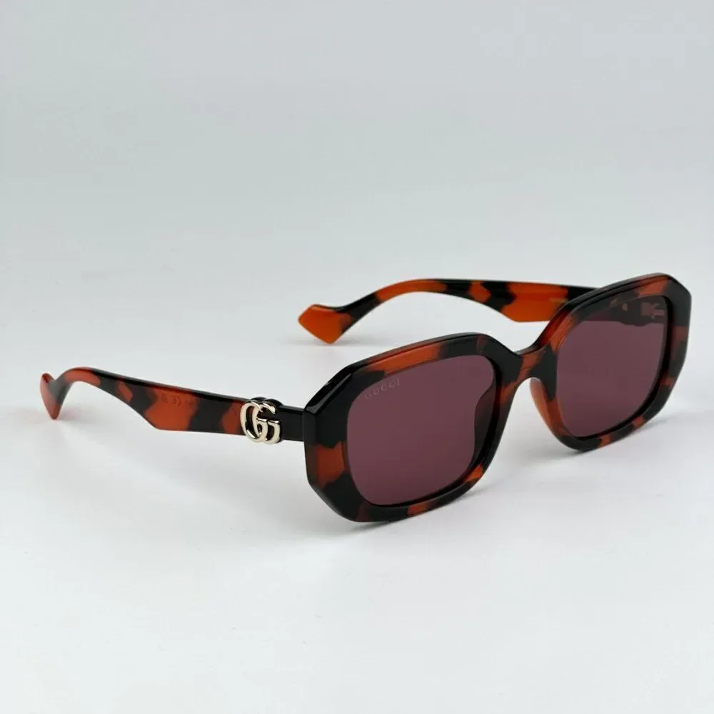 NEW Gucci GG1535S 005 Orange Havana Violet Women Geometric Sunglasses GG 1535S - Picture 4 of 9